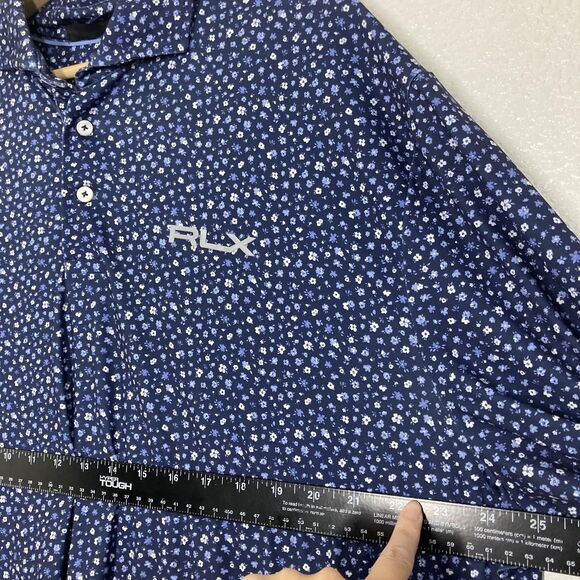 RLX Ralph Lauren Polo Shirt Mens Extra Large Navy Blue Floral Golf Performance - Picture 6 of 15